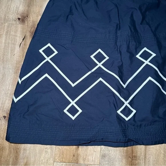 Loft Abstract Zig Zag Navy A-Line Skirt Size 6 - Picture 3 of 10